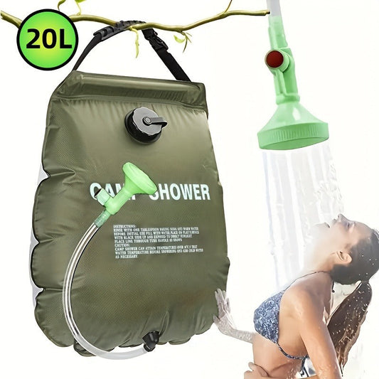 Portable Camping Shower Bag 5.28 Gallon | Solar Heated Outdoor Shower with Adjustable Hose | Lightweight Durable PVC | Perfect for Camping Beach RV Backyard | 20L