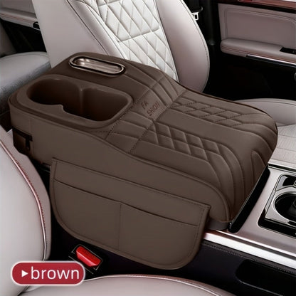 Car Center Console Armrest Pad Height Extender with Tissue Box and Cup Holder Storage Organizer Black Beige Orange Red Brown for Most Cars SUVs