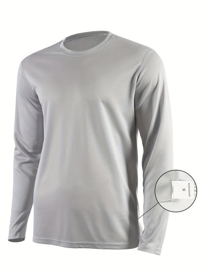 Men's Quick Dry Long Sleeve Shirts 5-Pack Moisture Wicking Breathable Athletic Workout Tops - Anti-Odor Stretchy Running Gym Training S-XXL
