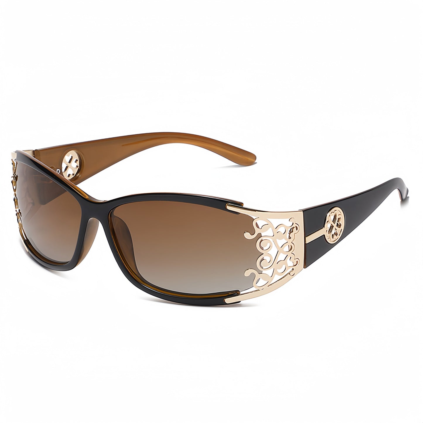 Polarized Sunglasses for Women – Oversized Square Frame UV400 Hollow Carved Temple, Retro Vintage Fashion Shades for Driving Beach Outdoor, Ladies Eyewear Gift Black Blue Purple Tea