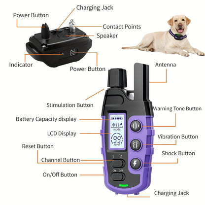 Dog Training Collar with Remote – 4150ft Range, Shock Vibration & Beep Modes, Rechargeable E-Collar for Small to Large Dogs 5-150lbs, 1 Dog & 2 Dog Options, Purple