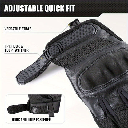 Touch Screen Full Finger Gloves for Men Women - Nylon Blend Textured Grip, Hook-and-Loop Closure, Washable, Available in Black Brown Green, Sizes S M XL