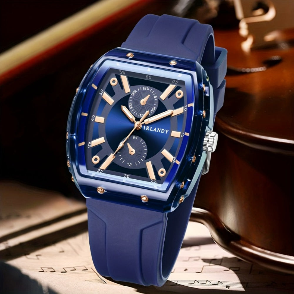 Men's Minimalist Quartz Watch with Silicone Strap - Round Dial Alloy Case Fashion Casual Sports Business Wristwatch for Men, 5 Colors White Black Green Blue Brown