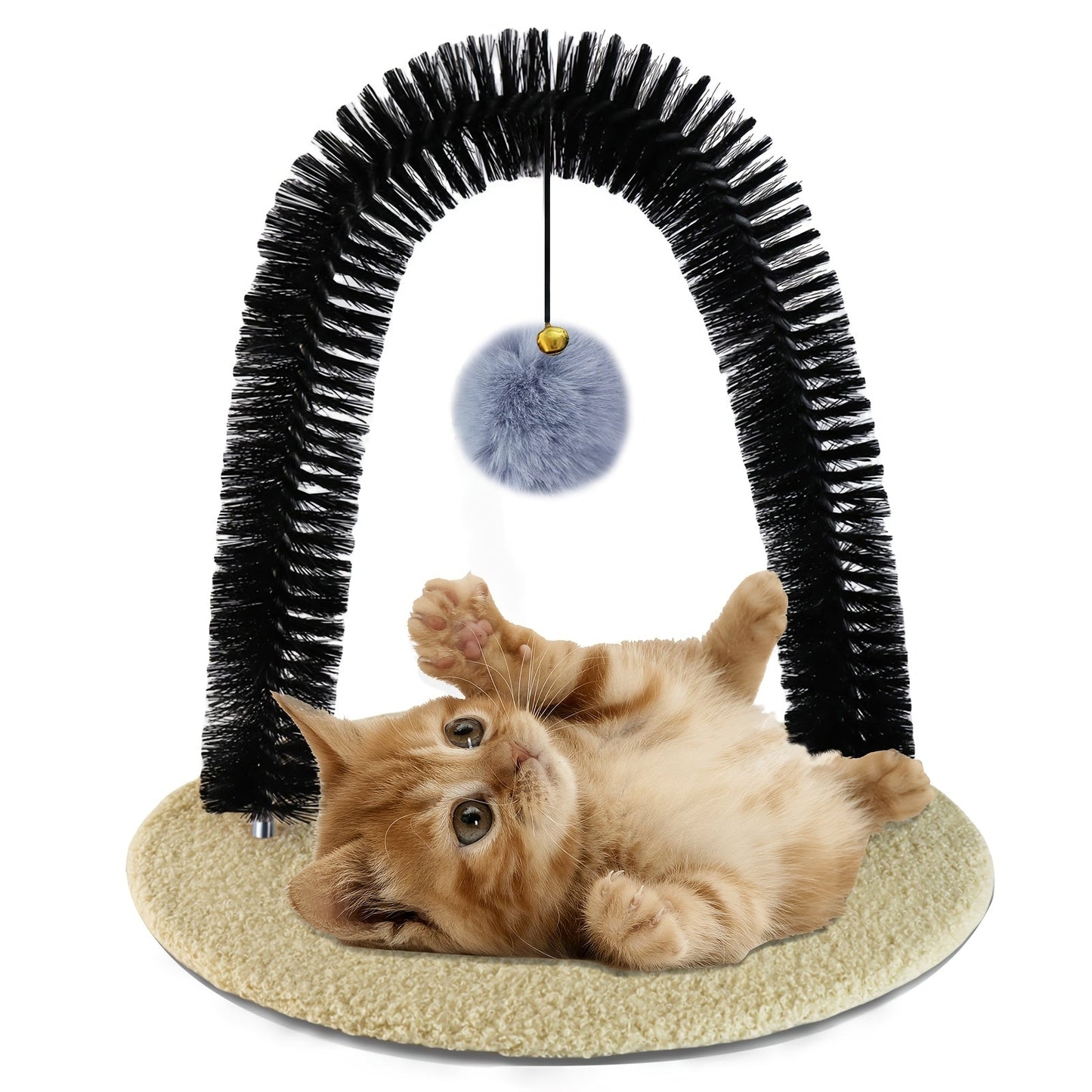 Cat Arch Self-Groomer Toy with Scratching Pad – Interactive Massage Brush for Indoor Cats, Shedding Relief & Stress Relief Grooming Arch