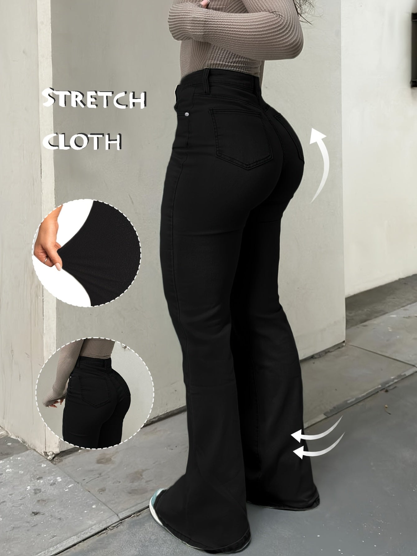 Women's Y2K Vintage High-Waist Straight Leg Denim Jeans – High Elastic Waistband, Solid Color Long Pants, 12 Colors, Sizes XS-XXL, Trendy Streetwear Fashion