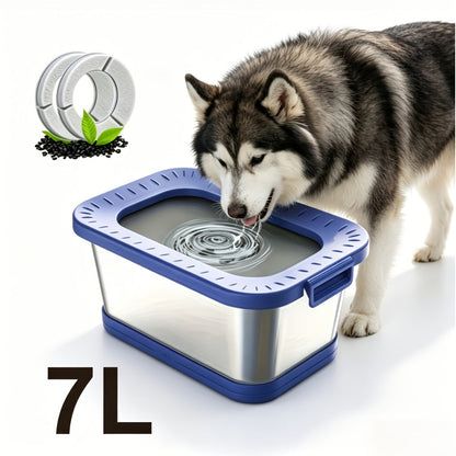 7L Stainless Steel Dog Water Bowl Anti-Spill Splash-Proof Slow Feeder for Messy Drinkers Heavy Duty Indoor Outdoor Pet Bowl – Large Capacity