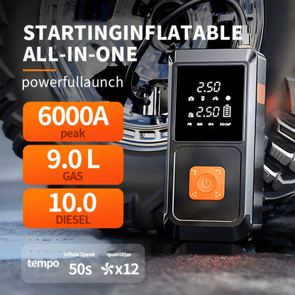 9-in-1 Car Jump Starter 10000A with 150PSI Tire Inflator, LED Display USB Fast Charging LED Light Battery Charger, Lightweight Dual-Function Emergency Kit for Camping Outdoor