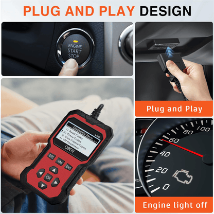 OBD2 Scanner Car Diagnostic Tool – Read & Clear Check Engine Light Codes, Live Data, Freeze Frame, I/M Monitor, 9 Protocols, 6 Languages, Compatible with 1996+ US/EU/Asian Cars, SUVs & Trucks