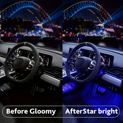 Music Sync LED Car Interior Lights – 4pcs USB Powered RGB Underfoot Ambient Lighting Kit with App & Remote Control, Colorful Atmosphere Lights for Car Truck SUV, No Battery Required