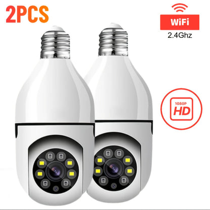 3MP Light Bulb Security Camera WiFi 2.4GHz 1080P Wireless Surveillance Full Color Night Vision Two Way Audio Motion Detection 360 Pan Tilt Home Security Indoor Camera 1 2 Pack