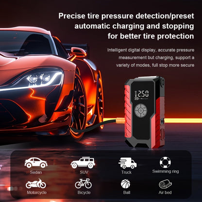 Portable Car Jump Starter 7-in-1 10000mAh 5000A Peak – 150PSI Digital Tire Inflator, LED Emergency Light & USB Charging for 12V Gas & Diesel Trucks SUVs Motorcycles – Holiday Gift for Men