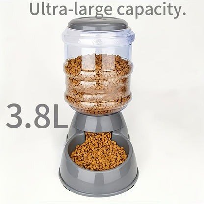 Automatic Gravity Dog Feeder and Water Dispenser 1 Gallon 3.8L - No Batteries Required, Durable PP Material, Suitable for Cats and Dogs Small Medium Pets, Hands-Free Gravity Feeding Station, Perfect Gift