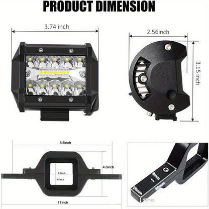 4 Inch LED Trailer Hitch Light 18W 3000+ Lumens with 2-Inch Tow Hitch Mount Bracket – Dual LED Off-Road Work Light for Truck Trailer SUV ATV – Die-Cast Aluminum No Battery Required