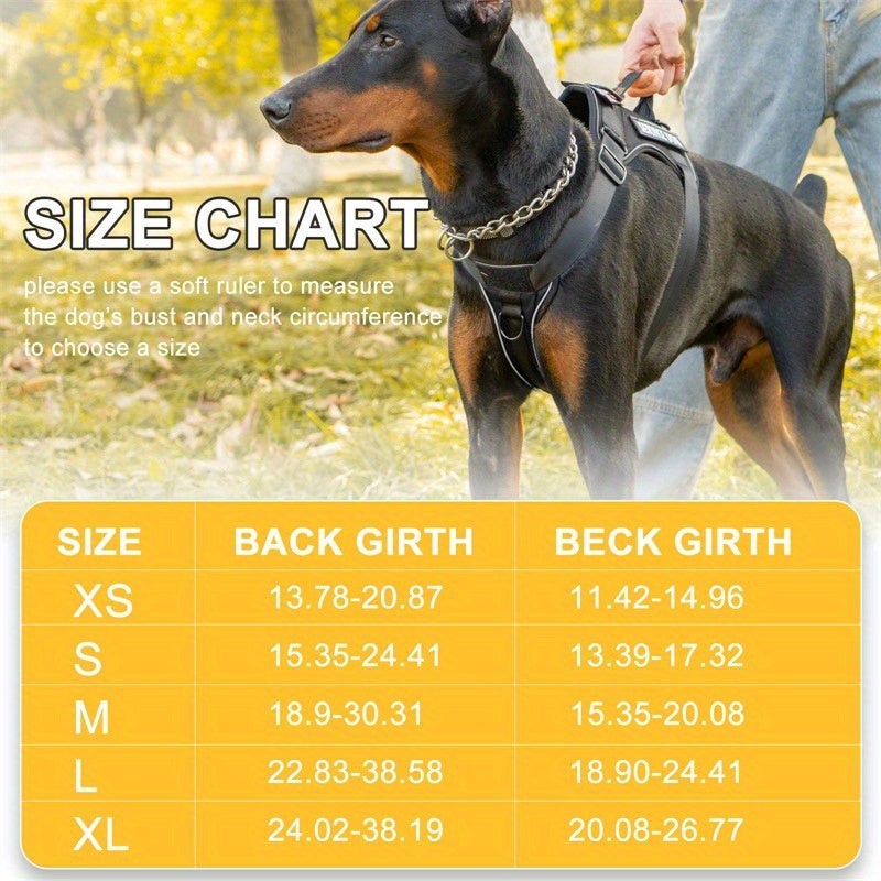 No-Pull Dog Harness Set Reflective Vest with 5 Patches – Adjustable Soft Oxford Mesh Service Dog Harness Front & Back Clip for Small Medium Large Dogs XS to XL