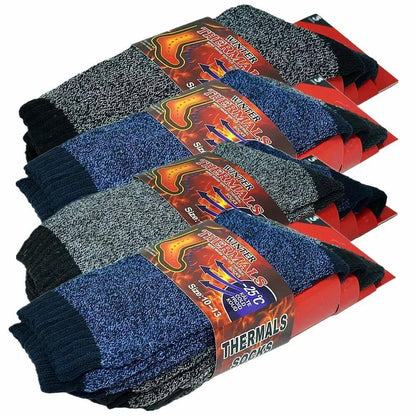 6 Pairs Men's Thermal Crew Socks – Thick Insulated Cold Weather Socks for Hiking Skiing Camping Outdoor Sports, Acrylic Winter Boot Socks
