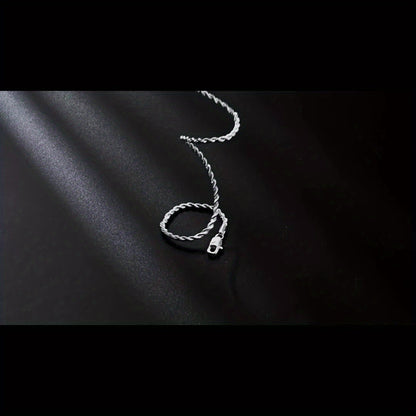 925 Sterling Silver 3mm Twist Woven Necklace – Italian Handmade, 18-24 Inch, Elegant Chain for Women & Men, Gift Box Included, Perfect for Birthday, Valentine’s Day & Holiday Gifts