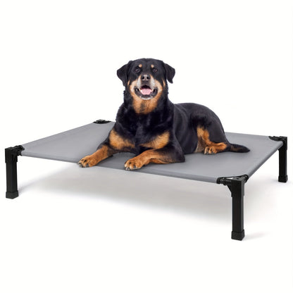 Cooling Elevated Dog Bed Raised Cot with Breathable Mesh and Metal Frame - Washable Portable Dog Cot with No-Slip Feet for Indoor and Outdoor Use, Multiple Sizes and Colors Available