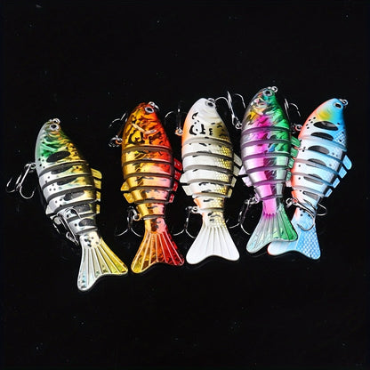 5 Pack Multi-Jointed Fishing Lures with Lifelike Swimming Action – Swimbait for Bass, Trout & Pike, Freshwater & Saltwater Fishing Lure Set, 4 Assorted Models