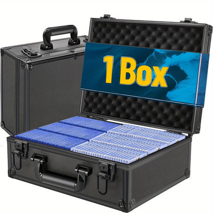 Trading Card Storage Box with Lock Holds 600 Plus 3x4 35PT Rigid Top Loaders Sports Card Organizer Case for Pokemon MTG Yu-Gi-Oh Baseball Football Standard and Mini Size Options