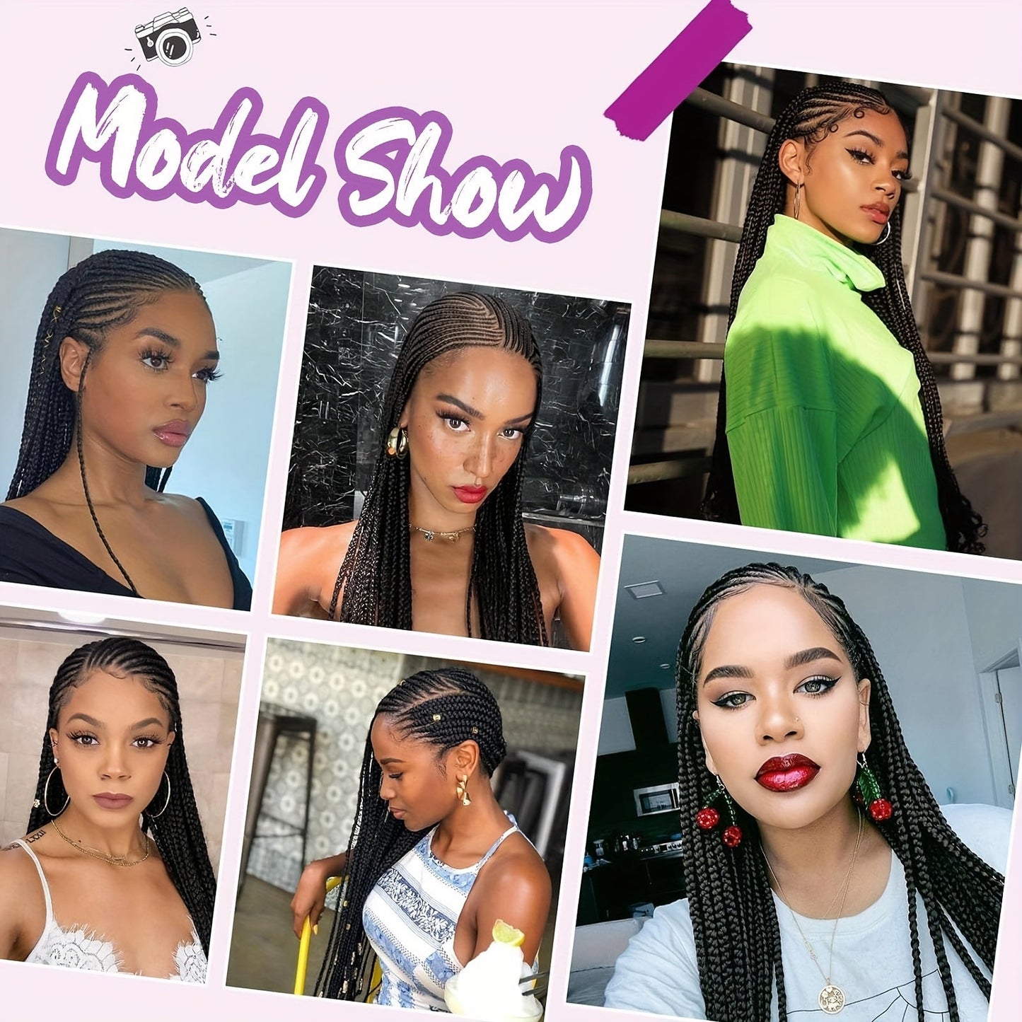 Box Braid HD Lace Front Wig for Black Women 36 Inch – Synthetic Full Lace Frontal, Natural Hairline, Everyday & Party Wear, Black