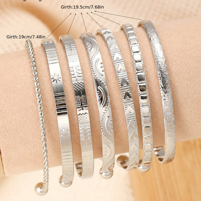Vintage Bowknot & Leopard Plaid Charm Bracelet Set for Women – Boho Irregular Cord Bracelets, Random Styles & Colors, Silver & Gold, 7-Piece or 16-Piece Bundle for Resort & Daily Wear