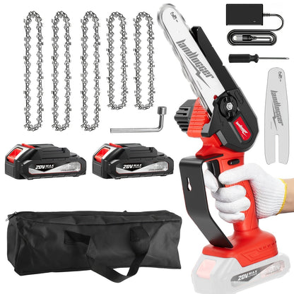Mini Chainsaw Cordless 6 Inch Battery Powered Electric Chainsaw with Safety Guard Adjustable Chain Ergonomic Grip for Tree Trimming Branch Cutting Yard Work - Gift for DIY Home Garden Outdoor