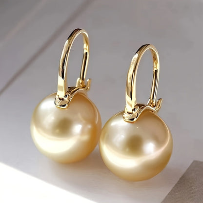 S925 Sterling Silver Pearl Drop Earrings for Women – Retro Elegant Round Design, Hypoallergenic, Lightweight, Perfect for Daily Wear, Parties & Gift Giving
