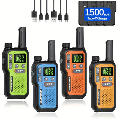 BAOFENG Walkie Talkies for Adults Long Range – 22 FRS Channels, VOX Hands-Free, USB-C Rechargeable Li-ion Battery, LCD Display, Built-in Flashlight, 2-3 Mile Range for Hiking, Camping & Family Outdoor Use