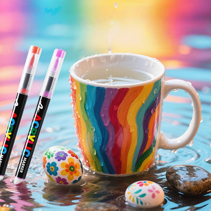 Acrylic Paint Markers Brush Tip Waterproof Quick-Drying Paint Pens for Rock Painting Wood Canvas Glass Ceramic Metal 12 to 168 Colors Art Craft Supplies Gift