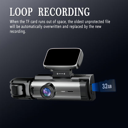 Dash Cam Front & Interior 1080P Front 720P Cabin IR Night Vision Loop Recording Wide Angle Car DVR Camera with 3.16" IPS Screen – Optional 32GB SD Card for Cars Rideshare Uber Lyft