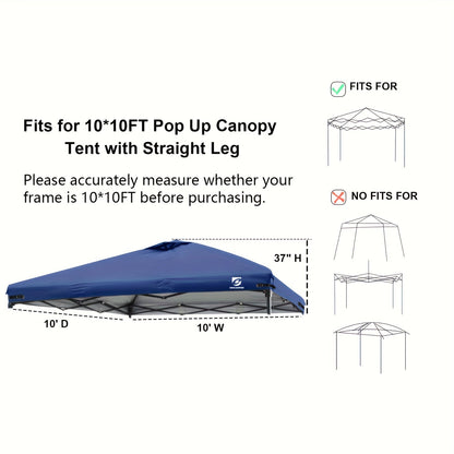 10x10 Pop Up Canopy Replacement Top Cover with Air Vent – Waterproof UV-Resistant Canopy Top for Straight Leg Tents, All-Season Outdoor Sun Shade for Garden, Patio & Camping, 11 Colors (Top Only)
