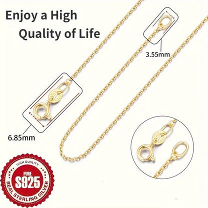 18K Gold Plated 925 Sterling Silver Cable Chain Necklace for Women 1.2mm Thin Dainty Sturdy Layering Necklace 16 18 20 22 24 Inches