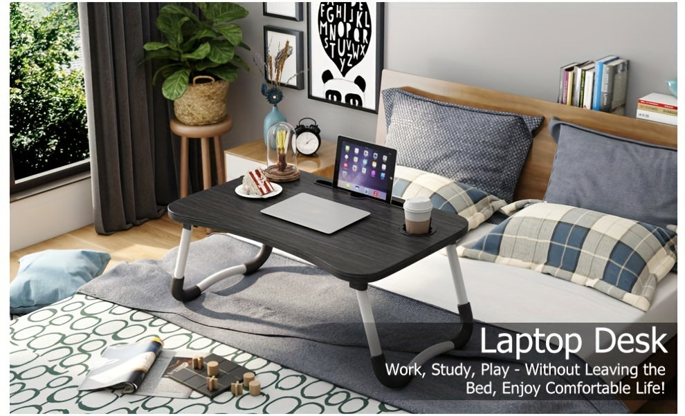 Lap Desk Bed Tray for Laptop & Eating – Large Breakfast Tray with Cup Holder & Drawer for Sofa Couch Floor Sitting, Study Reading Writing Portable Lap Table