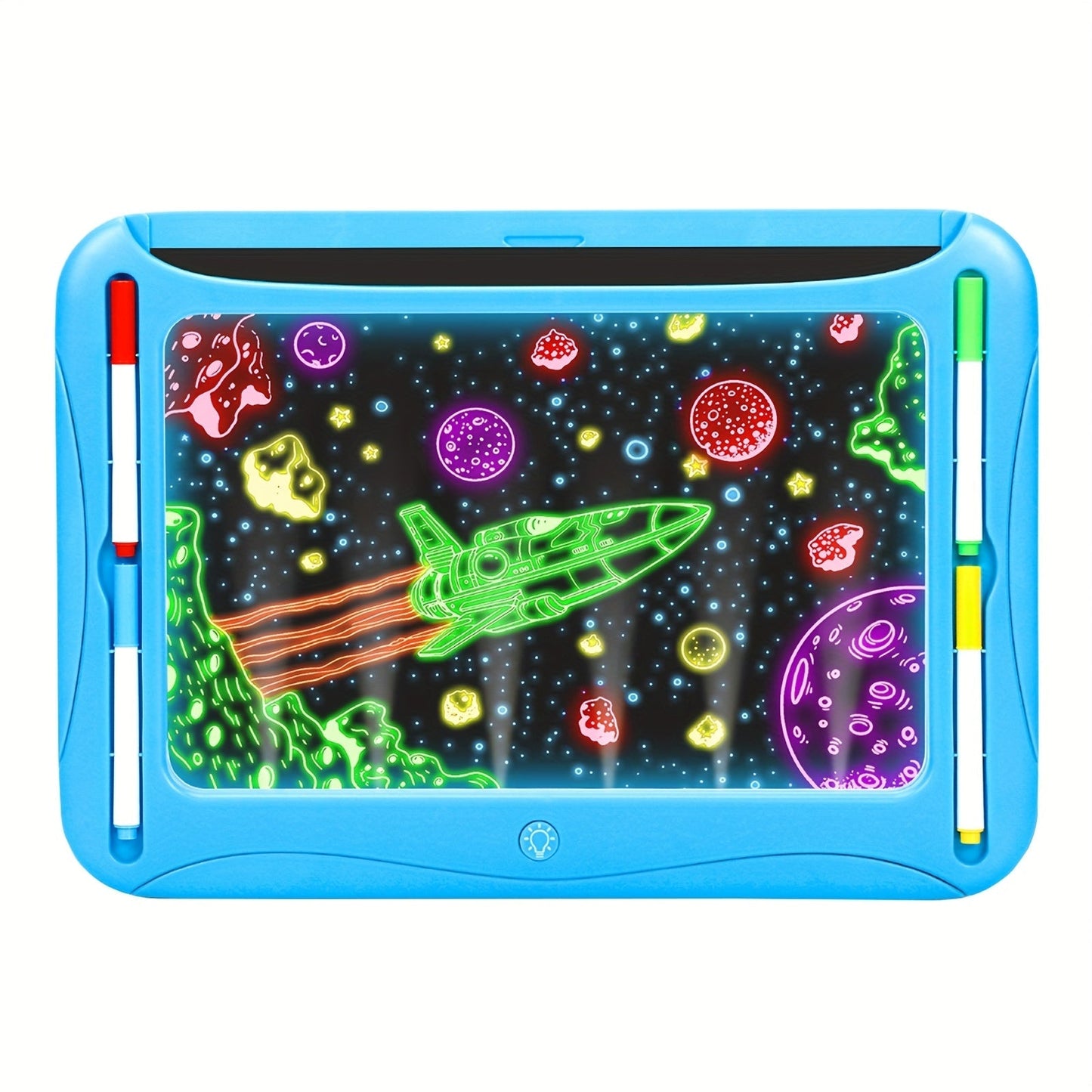 LED Light-Up Drawing Doodle Board for Kids Ages 3-8 – Glow Writing Art Set with 9 Double-Sided Cards & 6 Markers, Educational Learning Travel Toy, Birthday & Christmas Gift for Girls Boys