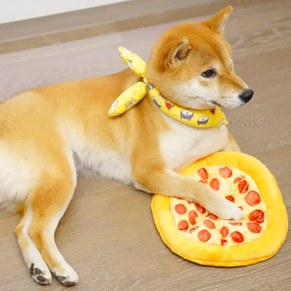 Squeaky Pepperoni Pizza Plush Dog Toy – Soft Polyester Interactive Squeaker Chew Toy for All Breeds, Fun Food-Themed Dog Toy for Puppies & Adult Dogs