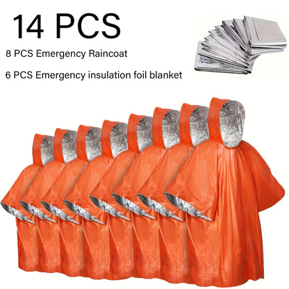 Emergency Rain Poncho Reusable 4-Pack & 14-Pack – Retains 90% Body Heat, Waterproof Weather Resistant Raincoat for Men Women Adults, Camping Hiking Survival Kit Emergency Supplies