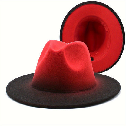 Wide Brim Fedora Hat for Women and Men Two Tone Gradient Color Jazz Panama Cap Unisex Classic Fashion Hat Multiple Colors