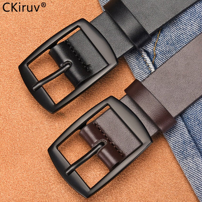 3-Pack Men's PU Faux Leather Belt Set – Casual Designer Style Alloy Buckle Belts for Jeans in Black, Brown & Khaki, Sizes 110-130cm