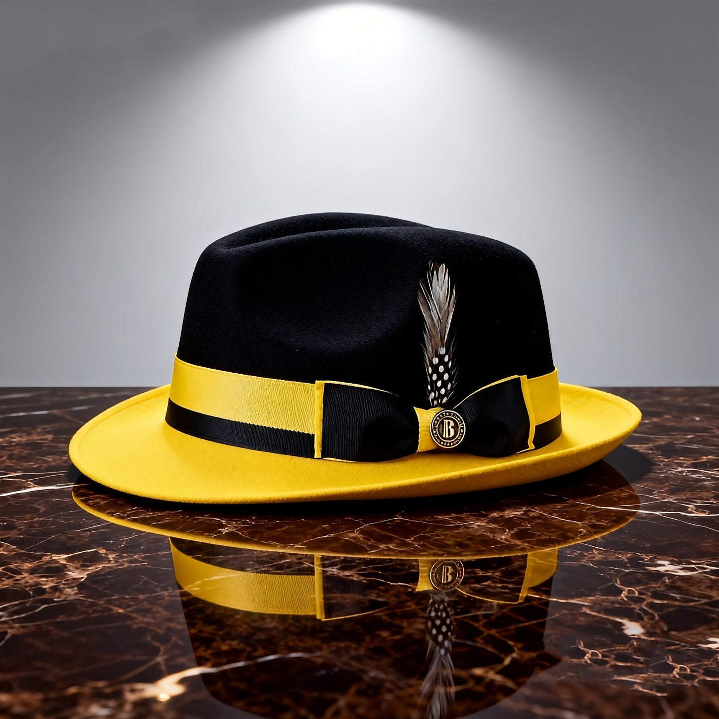 Men's Vintage British Gentleman Top Hat – Cashmere Wool Blend Adjustable 57-60cm, Classic Fall Winter Dress Hat in Black White Red Yellow, Stylish Gift for Men Birthdays Holidays