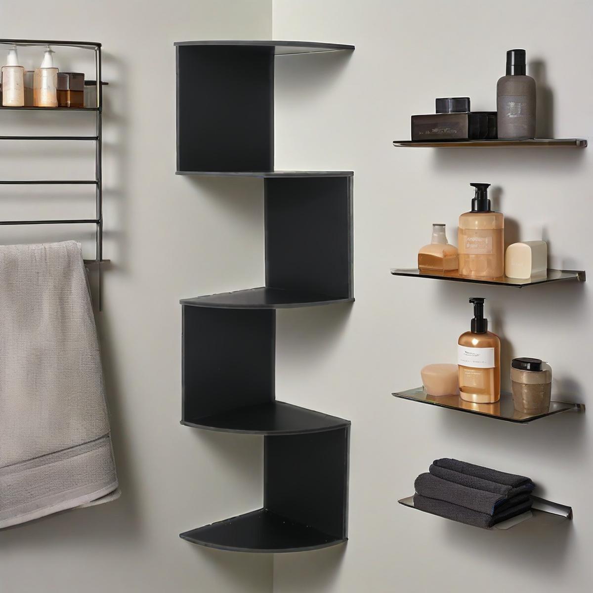 5-Tier Corner Wall Shelf Organizer – Floating Tiered Bookshelf & Storage Shelf for Living Room, Bedroom & Kitchen, Space-Saving Corner Divider, 5 Style Options