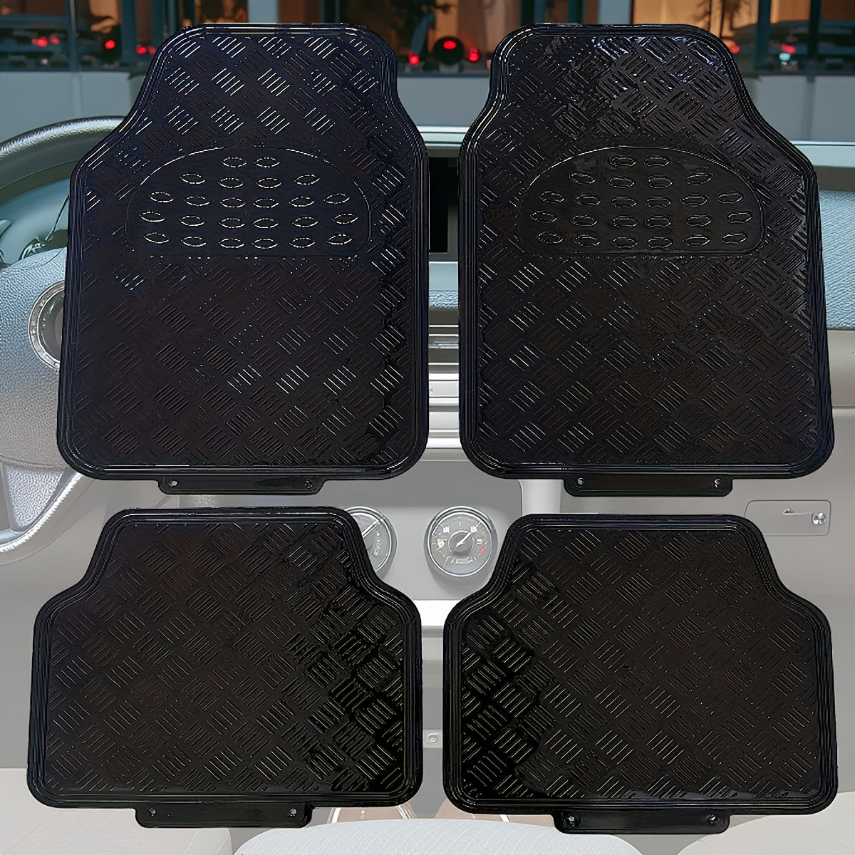 4-Piece Car Floor Mats Set Waterproof All-Weather Heavy Duty - Non-Slip Dustproof Easy Clean Universal Fit for SUV Truck Sedan, Full Coverage Interior Protection Mats in Multiple Colors