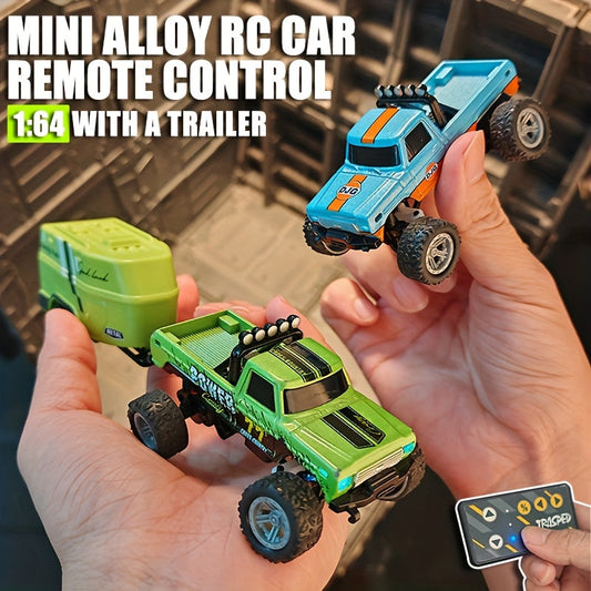 1:64 Alloy Mini Remote Control Off-Road Truck with Shock Absorbers Die-Cast RC Car Toy Gift for Boys Kids Birthday Christmas Halloween Dark Gray Teal Green Sky Blue Mixed