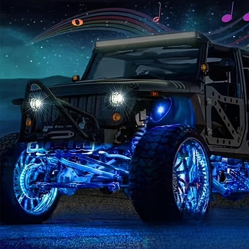 RGB LED Rock Light Kit for Trucks & Off-Road Vehicles - Sound Activated APP & Remote Dual Control, Multi-Color Underglow Chassis Neon Lights for Pickup Trucks, SUVs & 4x4, 4/6/8/10 Pod Options