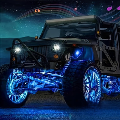 RGB LED Rock Light Kit for Trucks & Off-Road Vehicles - Sound Activated APP & Remote Dual Control, Multi-Color Underglow Chassis Neon Lights for Pickup Trucks, SUVs & 4x4, 4/6/8/10 Pod Options