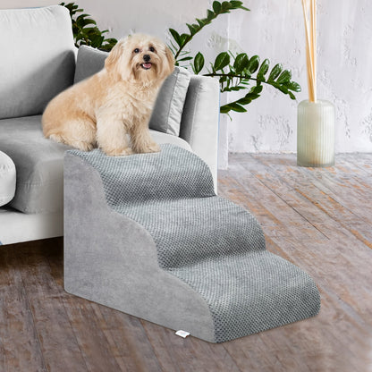Memory Foam Dog Steps Pet Stairs 2 3 4 Step with Non-Slip Bottom & Washable Cover – Supportive Pet Steps for Sofa Bed, Great for Senior Dogs & Puppies, Multiple Colors
