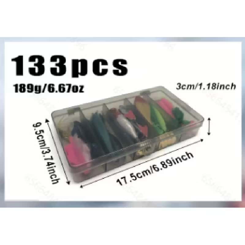 133 Piece Fishing Tackle Kit with Spinner Baits, Wobblers, Lead Jigs, Sinkers, Hooks & Tackle Box – Complete Freshwater Beginner Fishing Set for Bass, Trout & Panfish