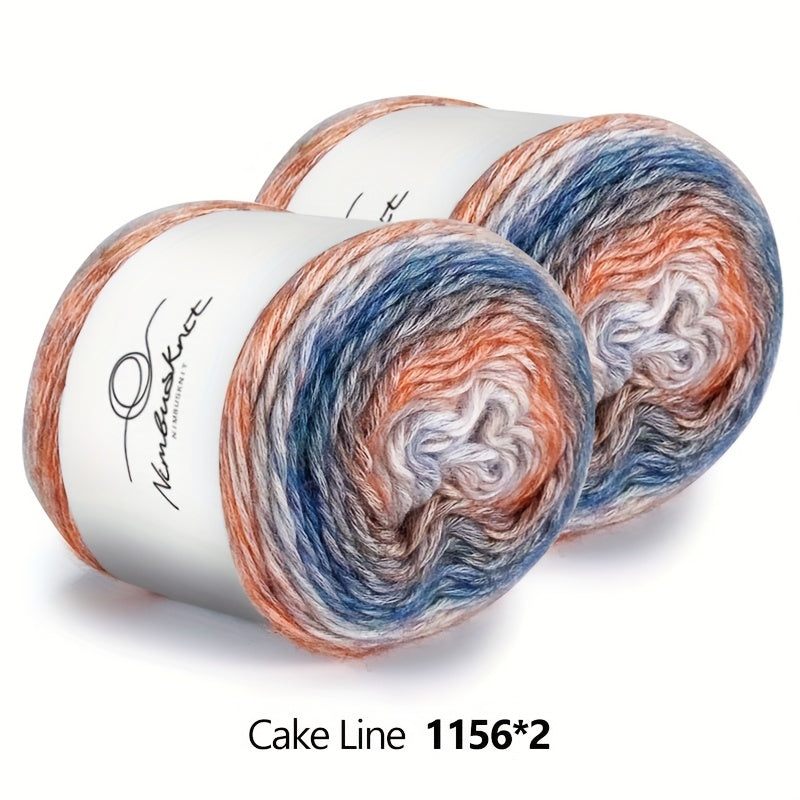 Colorful Yarn Thread & Weaving Accessories Kit 2/4pcs Cotton Acrylic Wool Blend with C-Type Buckle Weaving Needle Bow Twist Needle DIY Knitting Crochet Sweater Scarf Beginner Craft Set