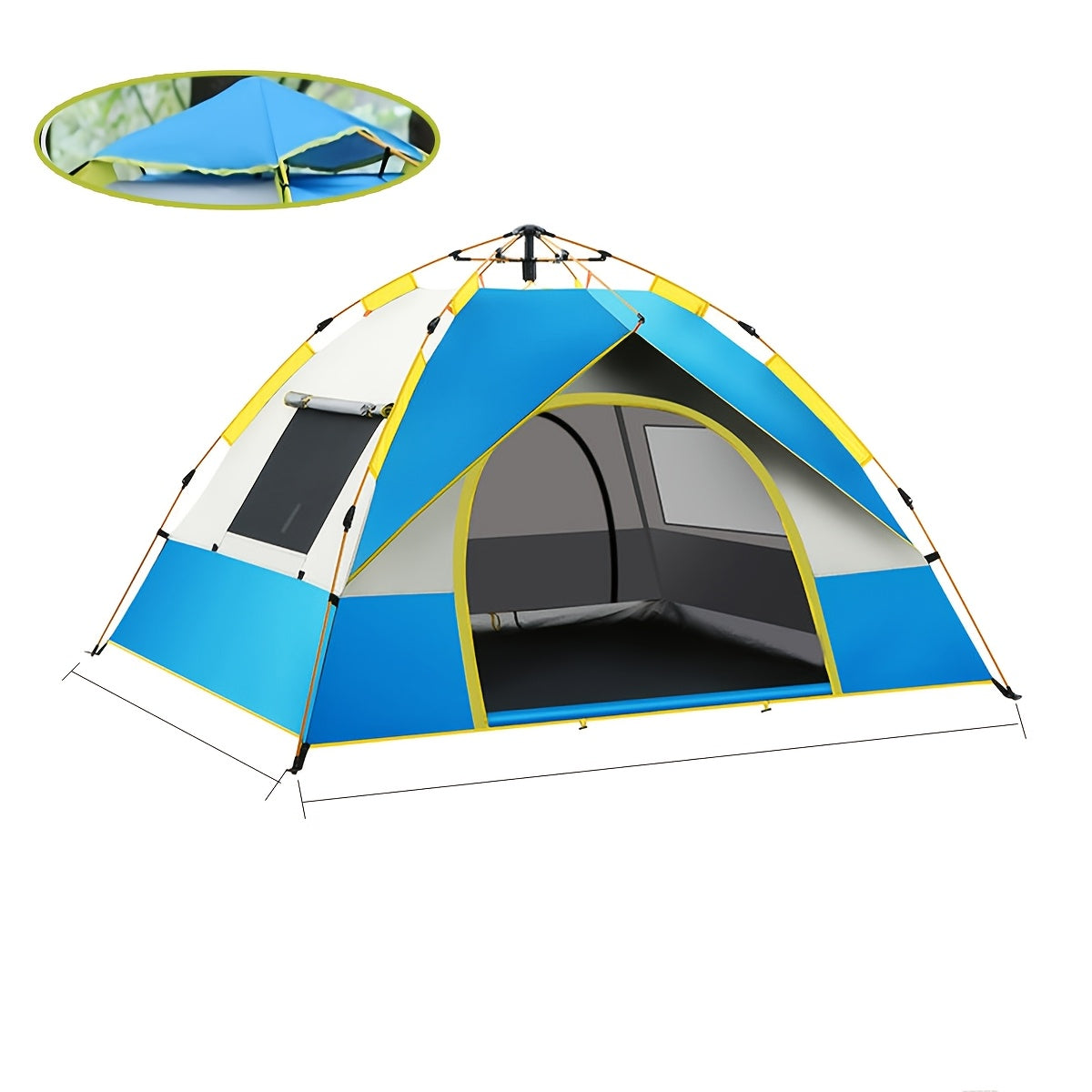 4-Person Pop-Up Camping Tent Instant Setup with UV Protection Insect Netting & Sunshade, Automatic Family Tent Dark Green for Beach Park Camping Hiking Outdoor Adventures, Sturdy Zipper & Support Pole