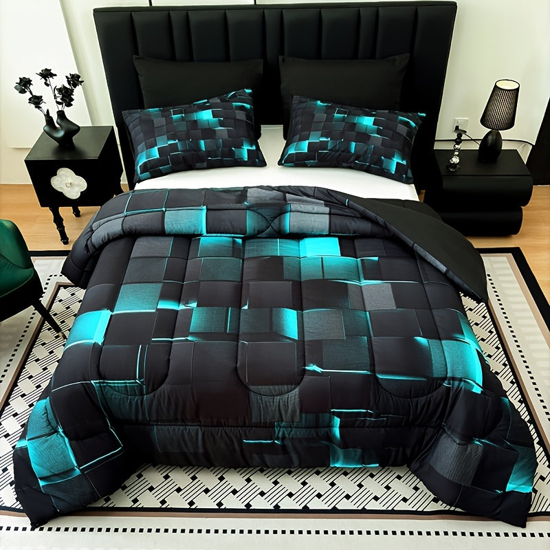 Quilted Comforter Set Twin Queen King Size – Soft Diamond Pattern Quilt with Pillowcases Ultra-Fine Fiber Fill Lightweight Breathable All-Season Bedding 2/3 Piece Multiple Colors