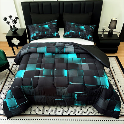 Quilted Comforter Set Twin Queen King Size – Soft Diamond Pattern Quilt with Pillowcases Ultra-Fine Fiber Fill Lightweight Breathable All-Season Bedding 2/3 Piece Multiple Colors